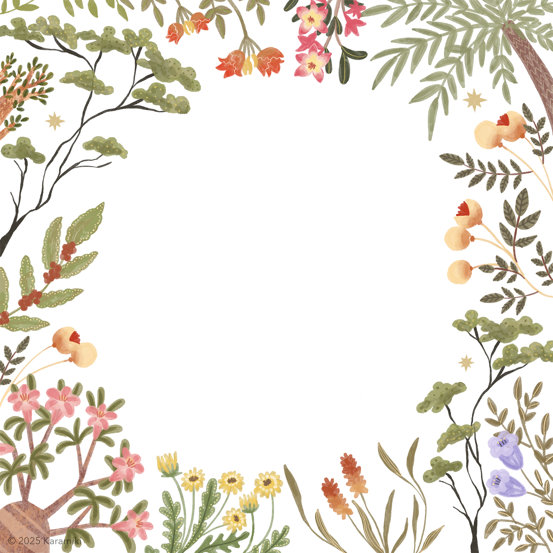 アフリカの花枠のイラスト