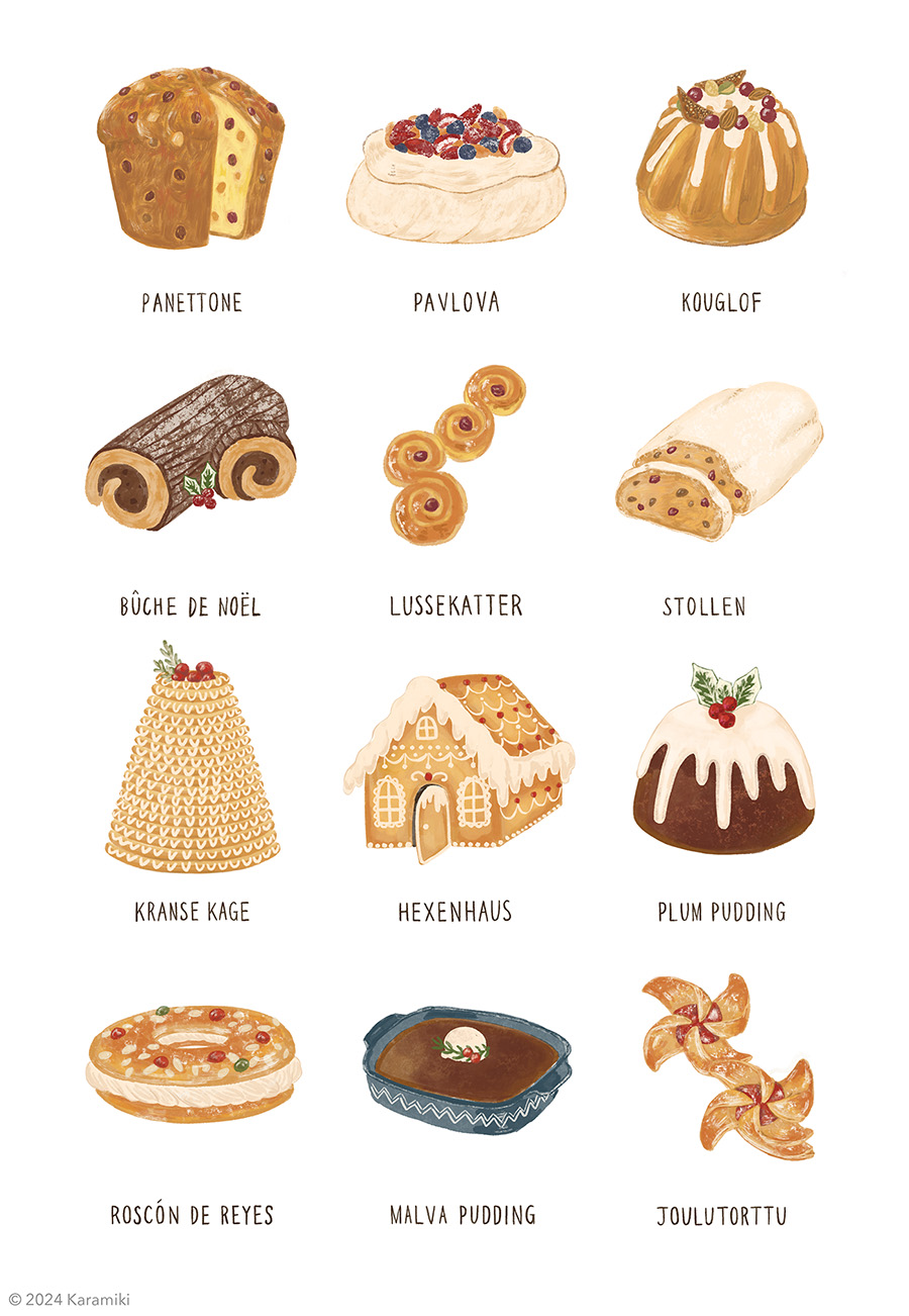 クリスマスの予感、イヌとネコのドライバーのイラスト