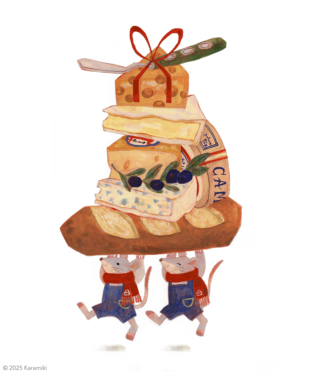 チーズとネズミのイラスト