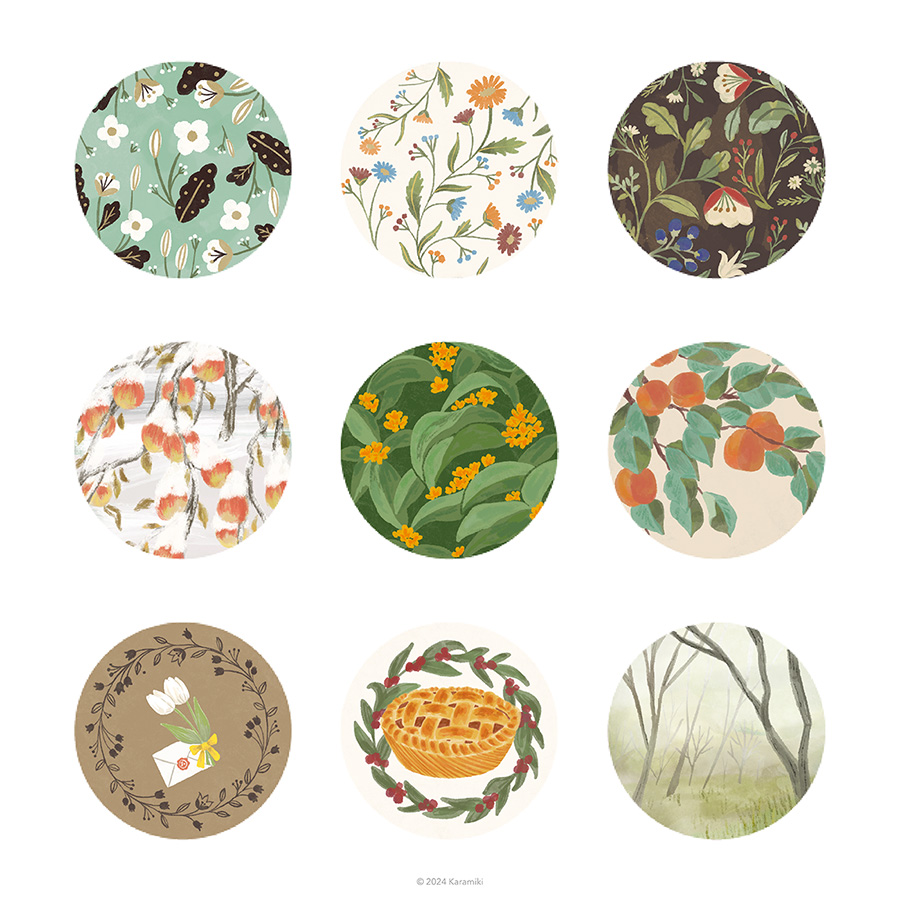 花柄、植物、パターンイラスト